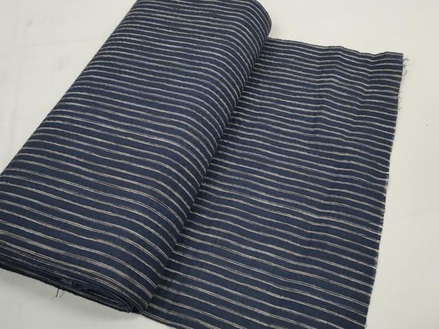 平和屋着物＊夏物 阿波しじら織 浴衣 反物 着尺 縞 綿 逸品 未使用 DABC1348zzz
