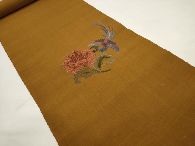 平和屋着物＊夏物 名古屋帯 帯反物 総刺繍 花鳥文 金糸 逸品 未使用 DABC1349zzz