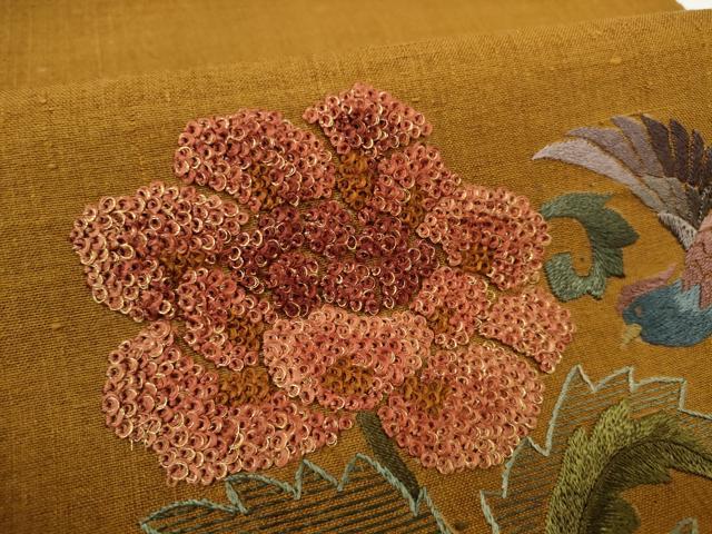 平和屋着物＊夏物 名古屋帯 帯反物 総刺繍 花鳥文 金糸 逸品 未使用 DABC1349zzz