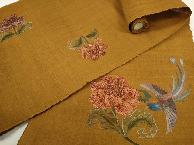平和屋着物＊夏物 名古屋帯 帯反物 総刺繍 花鳥文 金糸 逸品 未使用 DABC1349zzz