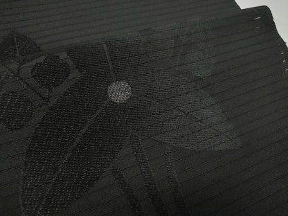 平和屋着物＊夏物 西陣 双葉織物謹製 名古屋帯 帯反物 黒反物 黒共帯 沢瀉地紋 証紙付き 逸品 未使用 DABC1351zzz