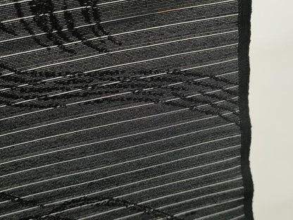 平和屋着物＊夏物 西陣 双葉織物謹製 名古屋帯 帯反物 黒反物 黒共帯 立波花地紋 証紙付き 未使用 DABC1352zzz