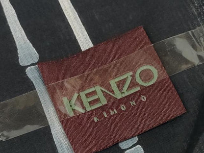 平和屋着物＊夏物 ファッションデザイナー KENZO KIMONO 高田賢三 浴衣 反物 着尺 朝顔 アサガオ 黒地 綿 未使用 DABC1355zzz