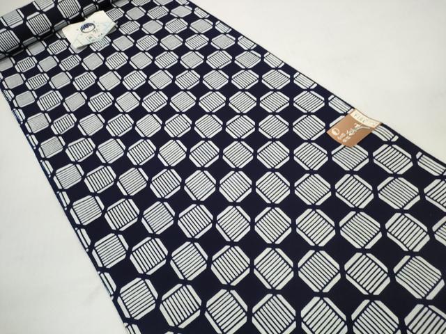 平和屋着物＊夏物 竺仙鑑製 浴衣 反物 着尺 亀甲柄 証紙付き 綿 逸品 未使用 DABC1356zzz
