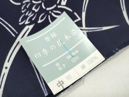 平和屋着物＊夏物 浴衣 反物 着尺 四季の花本染 菖蒲 アヤメ 菊 綿 未使用 DABC1357zzz