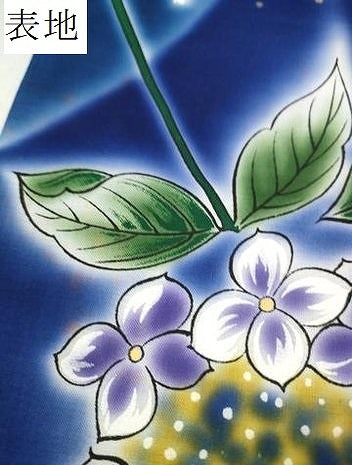 平和屋着物▼端切れ　ハギレ　浴衣地　紫陽花　アジサイ　金彩　リメイク生地　材料　綿　逸品　未使用　DABC1363zzz