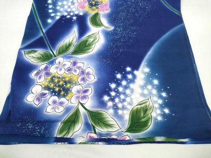 平和屋着物▼端切れ　ハギレ　浴衣地　紫陽花　アジサイ　金彩　リメイク生地　材料　綿　逸品　未使用　DABC1363zzz
