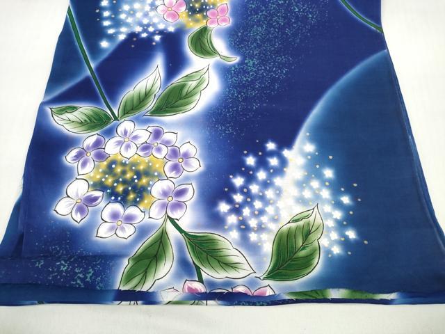 平和屋着物▼端切れ　ハギレ　浴衣地　紫陽花　アジサイ　金彩　リメイク生地　材料　綿　逸品　未使用　DABC1363zzz