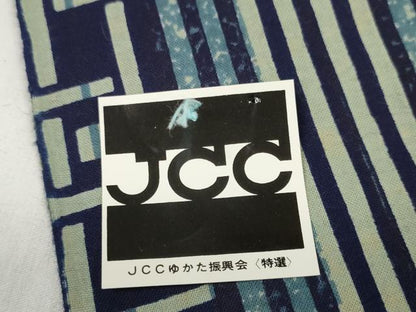 平和屋着物＊夏物 男性 世界的ファッションデザイナー 山本寛斎 kansaiブランド 浴衣 反物 着尺 間道 綿 未使用 DABC1364zzz