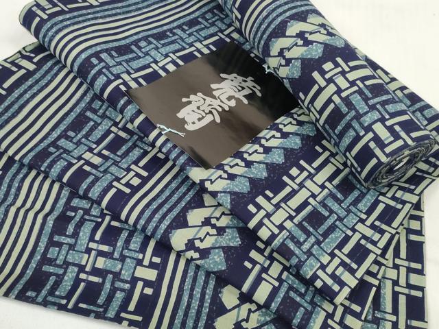 平和屋着物＊夏物 男性 世界的ファッションデザイナー 山本寛斎 kansaiブランド 浴衣 反物 着尺 間道 綿 未使用 DABC1364zzz