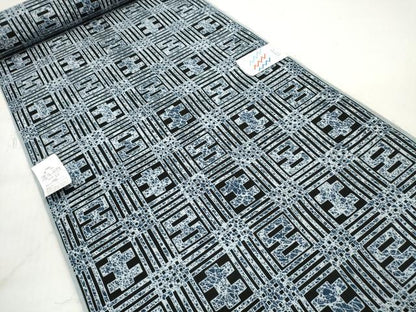 平和屋着物＊夏物 男性 浴衣 反物 着尺 市松文字 キングサイズ 綿 未使用 DABC1365zzz