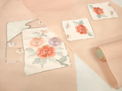 平和屋着物＊夏物 名古屋帯 帯反物 駒刺繍 総刺繍 色紙重ね花文 銀糸 高島屋扱い 逸品 未使用 DABC1367zzz