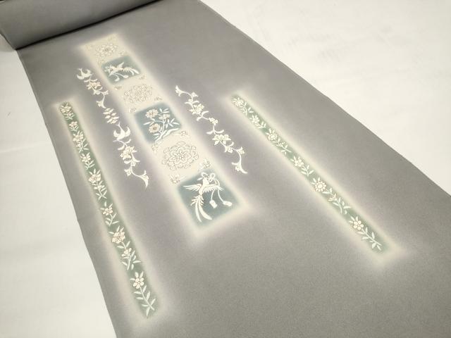 平和屋着物●付下げ　反物　着尺　花鳥文　暈し染め　金彩　丹後ちりめん　逸品　未使用　DABC1471zzz