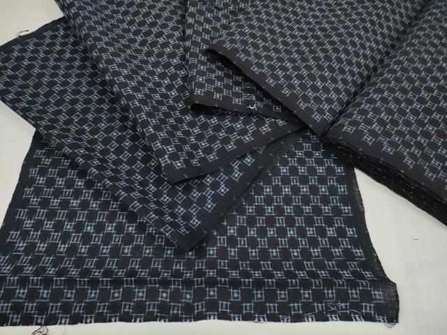 平和屋着物●久留米絣　解き反物　着尺　格子絣　綿　逸品　DABC1509zzz