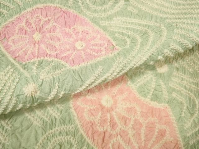 平和屋着物＊夏物　有松鳴海絞　浴衣　反物　着尺　湯のし前　扇散らし　綿　逸品　未使用　DABC1518zzz