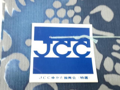 平和屋着物＊夏物　浴衣　反物　着尺　風鈴染　型絵染　洋花文　森映子作　綿　未使用　DABC1525zzz