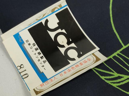 平和屋着物＊夏物　浴衣　反物　着尺　椿　黒地　綿　未使用　DABC1526zzz