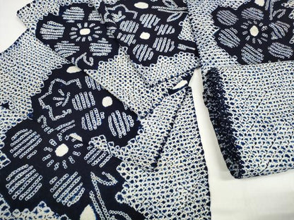 平和屋着物＊夏物 有松鳴海絞 浴衣 反物 着尺 花繋ぎ 綿 逸品 未使用 DABC1563zzz