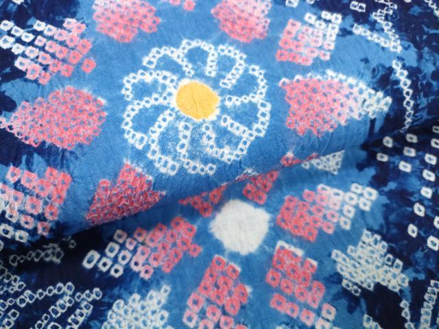 平和屋着物＊夏物 有松鳴海絞 浴衣 反物 着尺 花散らし 綿 逸品 未使用 DABC1566zzz