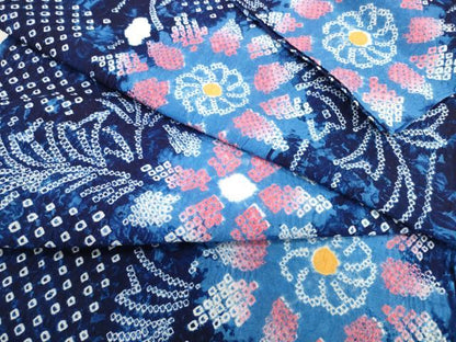 平和屋着物＊夏物 有松鳴海絞 浴衣 反物 着尺 花散らし 綿 逸品 未使用 DABC1566zzz