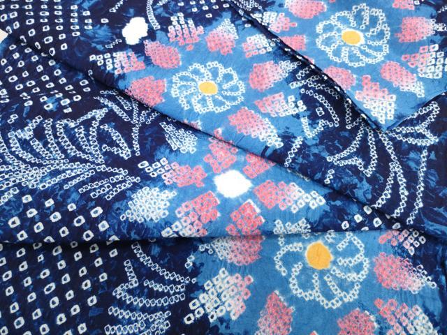 平和屋着物＊夏物 有松鳴海絞 浴衣 反物 着尺 花散らし 綿 逸品 未使用 DABC1566zzz