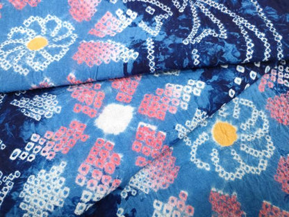 平和屋着物＊夏物 有松鳴海絞 浴衣 反物 着尺 花散らし 綿 逸品 未使用 DABC1566zzz