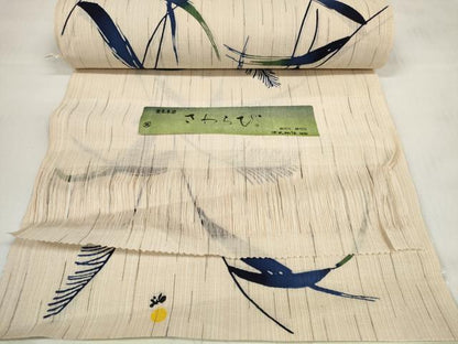 平和屋着物＊夏物　浴衣　反物　着尺　東京本染　さわらび　芒に蛍　源氏物語謹製　綿麻　逸品　未使用　DABC1569zzz