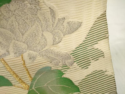 平和屋着物＊夏物 西陣まいづる謹製 名古屋帯 帯反物 絽綴れ 菊芝 金銀糸 証紙付き 逸品 未使用 DABC1574zzz