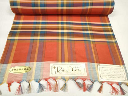 平和屋着物▽羽織・コート 反物 羽尺 スリーシーズン 春夏秋 塵除け 紗 レインコート レインダスター 格子 防水 逸品 未使用 DABC1587zzz