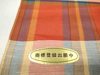 平和屋着物▽羽織・コート 反物 羽尺 スリーシーズン 春夏秋 塵除け 紗 レインコート レインダスター 格子 防水 逸品 未使用 DABC1587zzz
