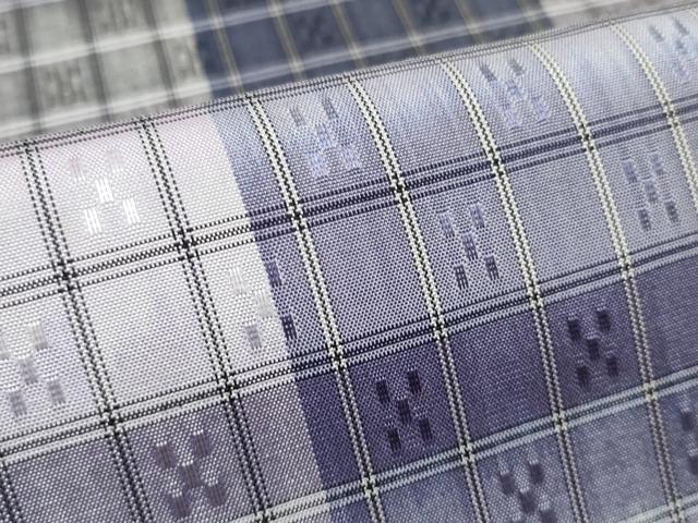 平和屋着物●西陣　紬　反物　着尺　三代目・市三郎　花織　花格子　逸品　未使用　DABC1599zzz