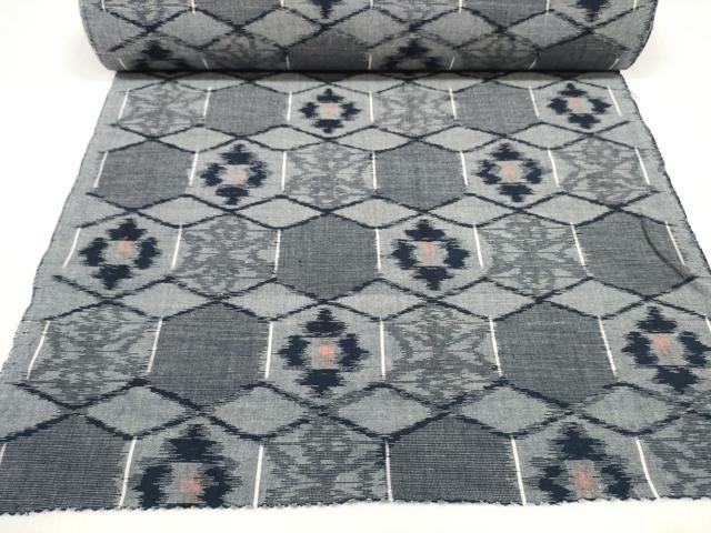 平和屋着物＊夏物 小紋 反物 着尺 亀甲花文 綿 逸品 未使用 DABC1600zzz