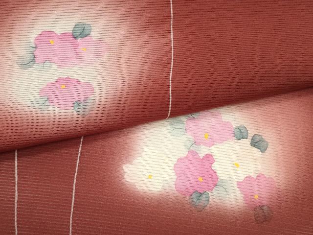 平和屋着物＊夏物 小紋 反物 着尺 駒絽 草花文 暈し染め 逸品 未使用 DABC1601zzz