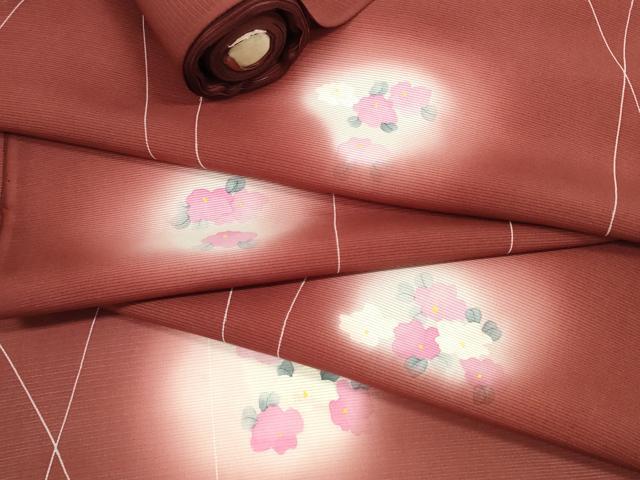 平和屋着物＊夏物 小紋 反物 着尺 駒絽 草花文 暈し染め 逸品 未使用 DABC1601zzz