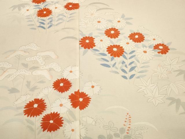 平和屋着物＊夏物 付下げ 反物 着尺 銀鈴絽 草花文 逸品 未使用 DABC1602zzz