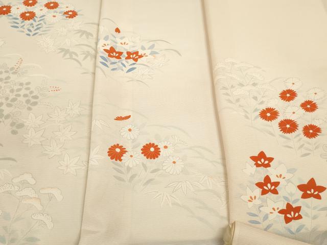 平和屋着物＊夏物 付下げ 反物 着尺 銀鈴絽 草花文 逸品 未使用 DABC1602zzz