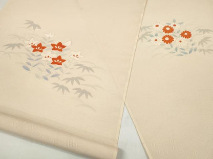 平和屋着物＊夏物 付下げ 反物 着尺 銀鈴絽 草花文 逸品 未使用 DABC1602zzz