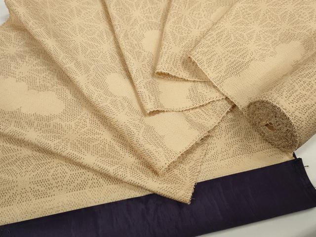 平和屋着物●白鷹お召　反物　着尺　麻の葉雲文　逸品　未使用　DABC1604zzz