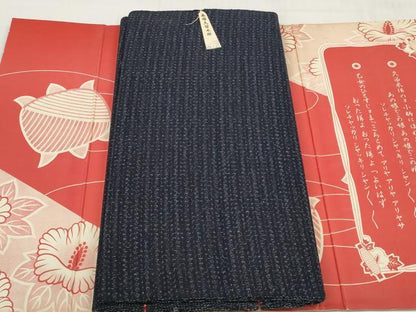 平和屋着物●久留米絣　反物　着尺　正藍　絣文様　箱・証紙付き　綿　逸品　未使用　DABC1613zzz