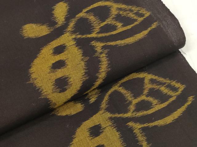 平和屋着物●久留米絣　反物　着尺　正藍　色紙花蝶文　山村一成作　証紙付き　綿　逸品　未使用　DABC1618zzz