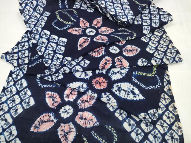 平和屋着物＊夏物 有松鳴海絞 浴衣 反物 着尺 花繋ぎ 綿 逸品 未使用 DABC1663zzz