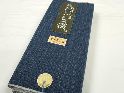 平和屋着物＊夏物 阿波しじら織 浴衣 反物 着尺 正藍染 格子 証紙付き 綿 逸品 未使用 DABC1677zzz