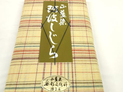 平和屋着物＊夏物 阿波しじら織 浴衣 反物 着尺 正藍染 格子 証紙付き 綿 逸品 未使用 DABC1682zzz
