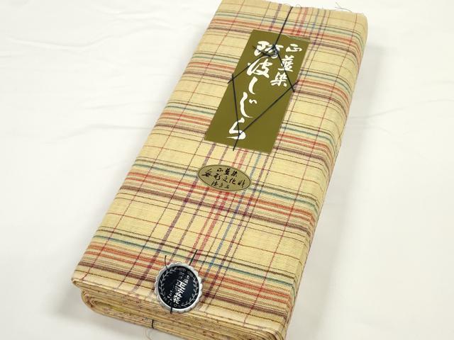 平和屋着物＊夏物 阿波しじら織 浴衣 反物 着尺 正藍染 格子 証紙付き 綿 逸品 未使用 DABC1682zzz