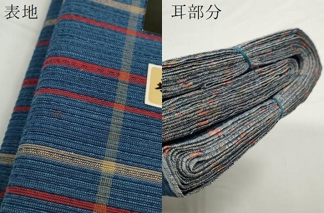 平和屋着物＊夏物 阿波しじら織 浴衣 反物 着尺 正藍染 格子 証紙付き 綿 逸品 未使用 DABC1706zzz