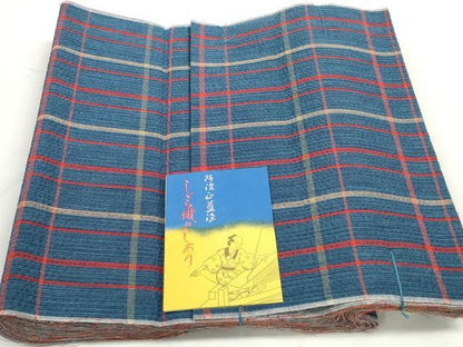 平和屋着物＊夏物 阿波しじら織 浴衣 反物 着尺 正藍染 格子 証紙付き 綿 逸品 未使用 DABC1706zzz