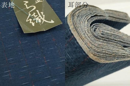 平和屋着物＊夏物 阿波しじら織 浴衣 反物 着尺 正藍染 市松柄 三越扱い 証紙付き 綿 逸品 未使用 DABC1710zzz