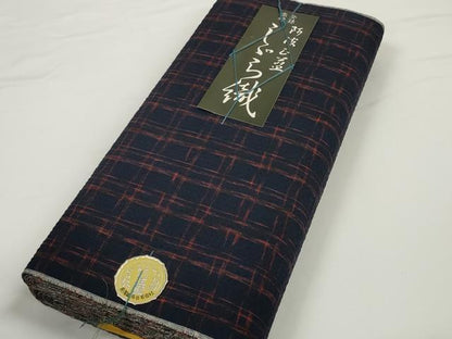 平和屋着物＊夏物 阿波しじら織 浴衣 反物 着尺 正藍染 格子 証紙付き 綿 逸品 未使用 DABC1712zzz