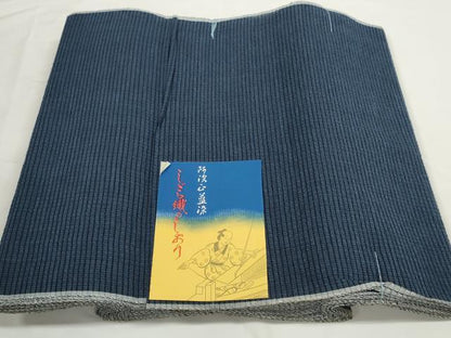平和屋着物＊夏物　阿波しじら織　浴衣　反物　着尺　正藍染　薄花色　証紙付き　綿　逸品　未使用　DABC1721zzz