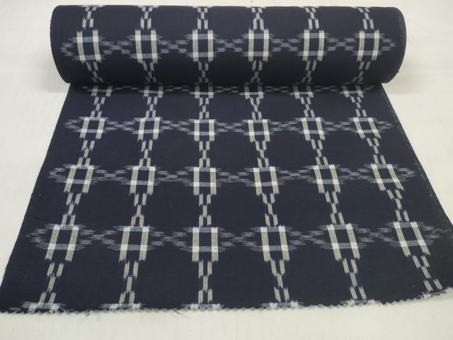 平和屋着物●久留米絣　反物　着尺　絣丸文　綿　逸品　未使用　DABC1753zzz